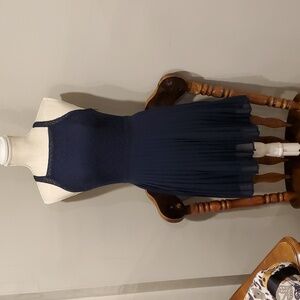 HOLLISTER Blue Lace sleeveless dress with Pleated Chiffon sz X-Small NWOT